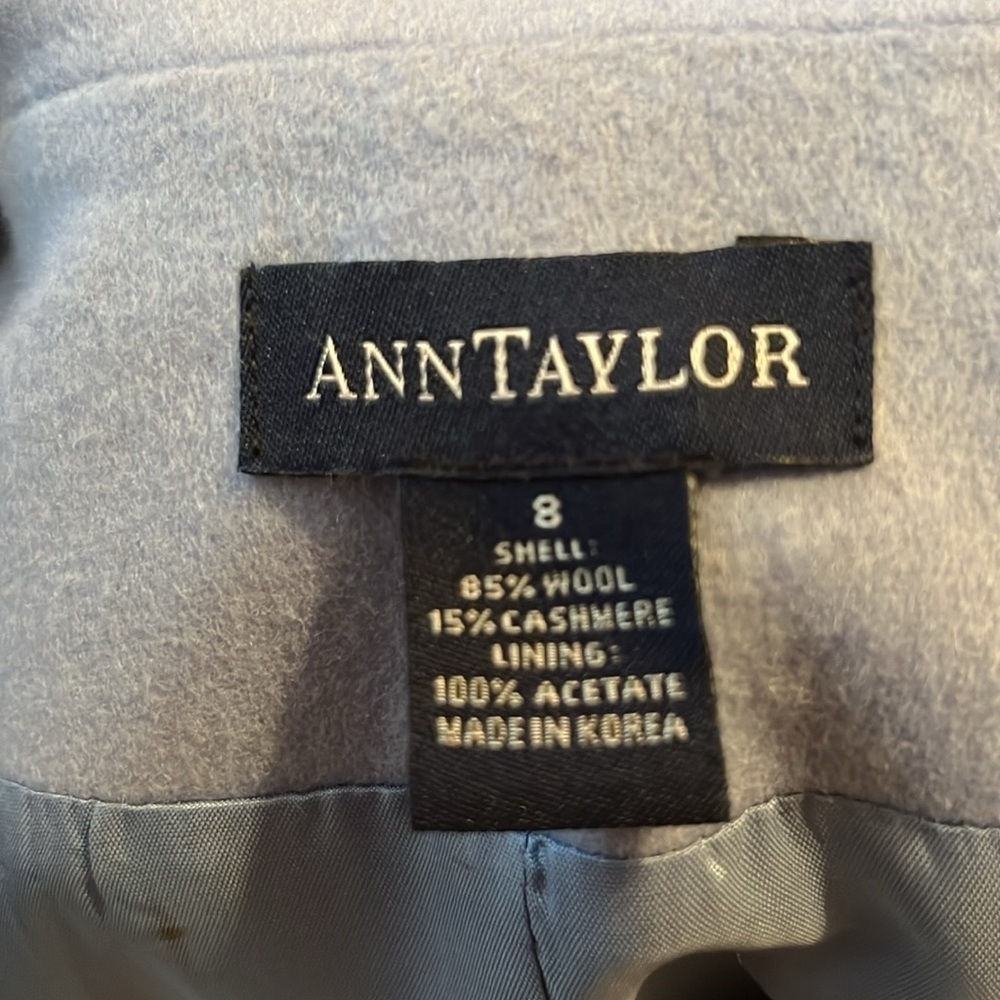 ANN TAYLOR Women’s Cashmere/Wool size 8 Blue Blazer. - Picture 7 of 9